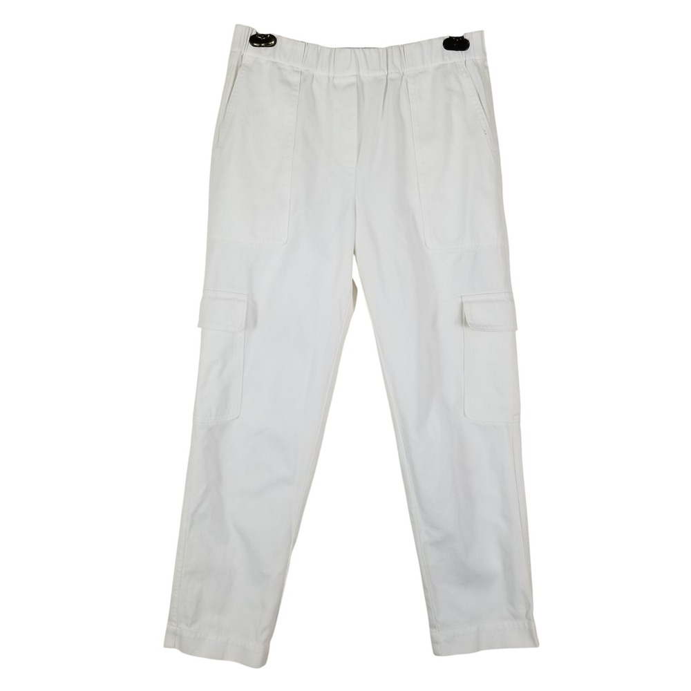 Babaton‎ Cargo Pants Women 4 White Cotton Silk Blend Elastic Waist Tapered
